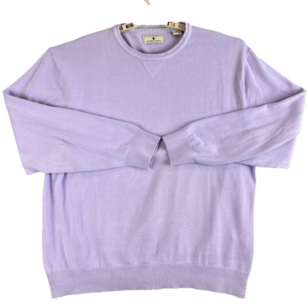 Southern Pines Mens XL Sweater Purple Crewneck 100% Cotton Pullover Knit Casual
